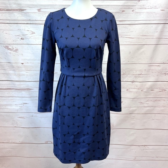 Boden Geometric Spot Polka Dot Print Ponte Knit Mod Sheath Dress - Picture 1 of 8